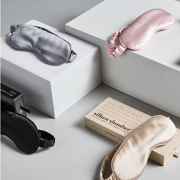 Silken Slumber Solid Silk Eye Love Mask- GRAY | NWT - Picture 2 of 5